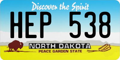 ND license plate HEP538
