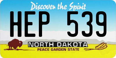 ND license plate HEP539
