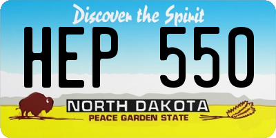 ND license plate HEP550