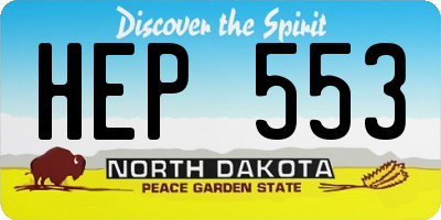 ND license plate HEP553