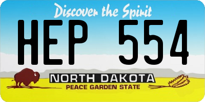 ND license plate HEP554