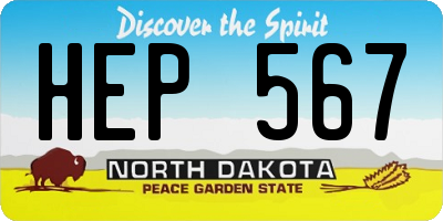 ND license plate HEP567
