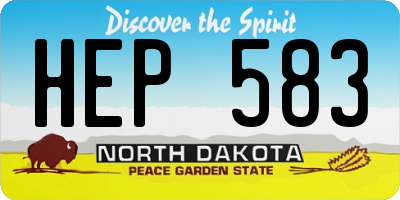 ND license plate HEP583