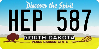 ND license plate HEP587