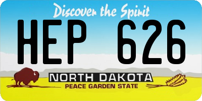 ND license plate HEP626