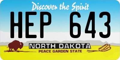 ND license plate HEP643