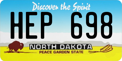 ND license plate HEP698