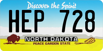 ND license plate HEP728