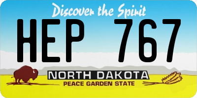 ND license plate HEP767