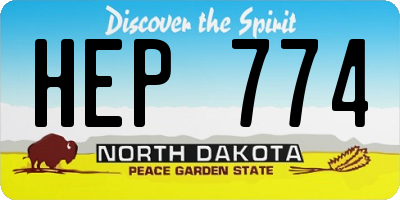 ND license plate HEP774