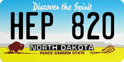 ND license plate HEP820