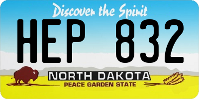 ND license plate HEP832