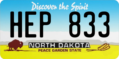 ND license plate HEP833