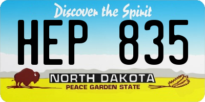 ND license plate HEP835