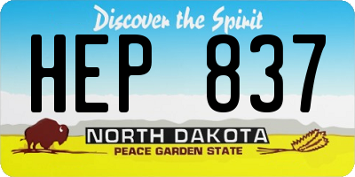 ND license plate HEP837