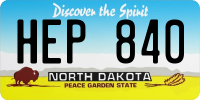 ND license plate HEP840