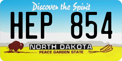 ND license plate HEP854