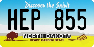 ND license plate HEP855