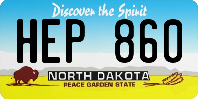 ND license plate HEP860