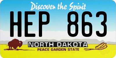 ND license plate HEP863