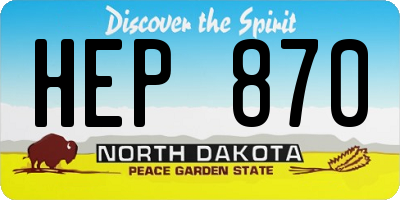ND license plate HEP870