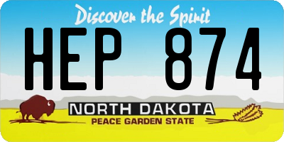 ND license plate HEP874