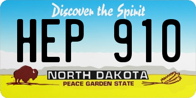 ND license plate HEP910