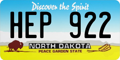 ND license plate HEP922