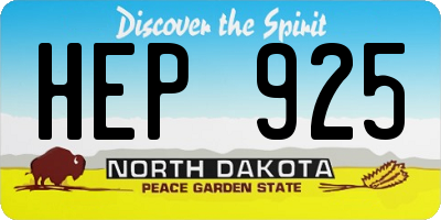 ND license plate HEP925
