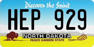 ND license plate HEP929