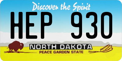 ND license plate HEP930