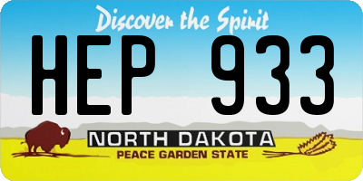 ND license plate HEP933