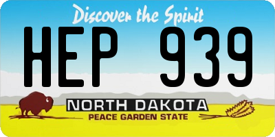 ND license plate HEP939