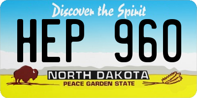 ND license plate HEP960