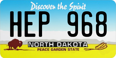 ND license plate HEP968