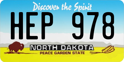ND license plate HEP978