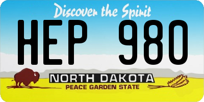 ND license plate HEP980