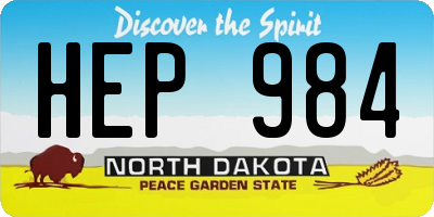 ND license plate HEP984