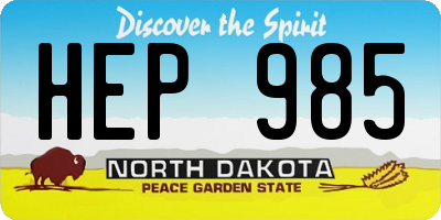 ND license plate HEP985