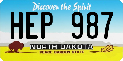 ND license plate HEP987