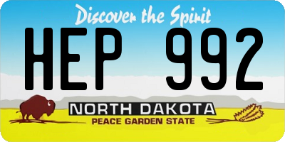 ND license plate HEP992