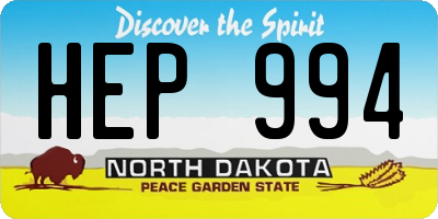 ND license plate HEP994