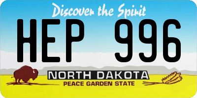 ND license plate HEP996