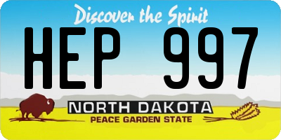 ND license plate HEP997
