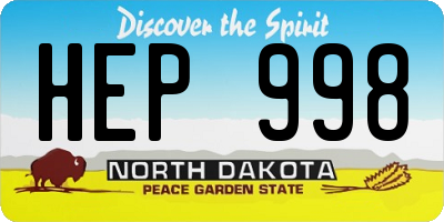 ND license plate HEP998