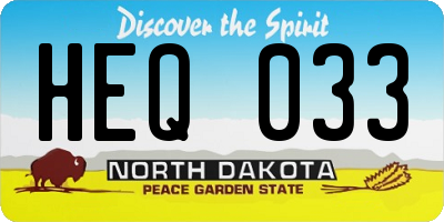 ND license plate HEQ033