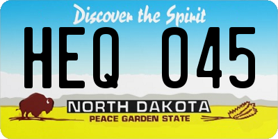ND license plate HEQ045