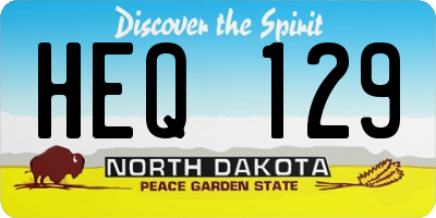ND license plate HEQ129