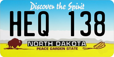 ND license plate HEQ138