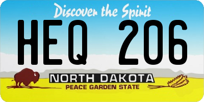 ND license plate HEQ206